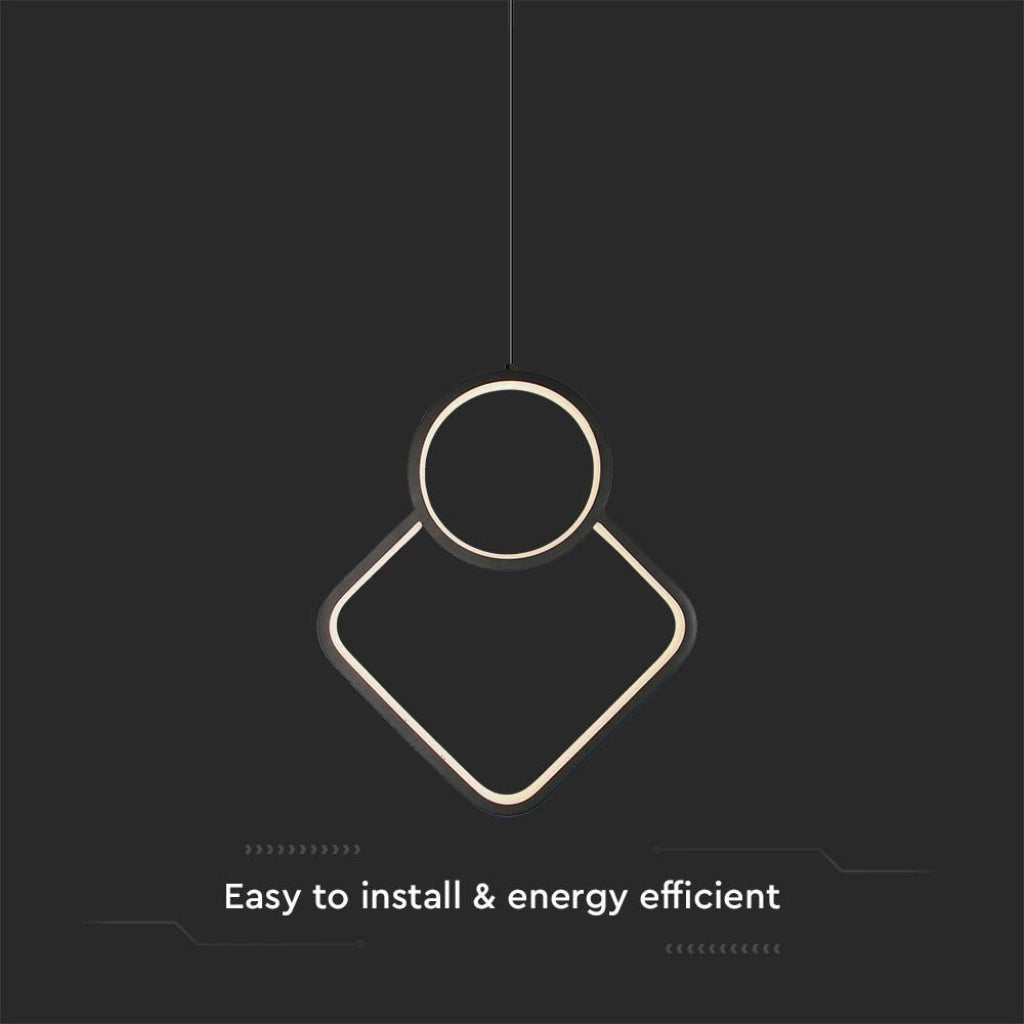 V-TAC Lampadario LED a Sospensione 12W dal Design Moderno Colore Nero 3000K V-TAC Lampadario LED a Sospensione 12W dal Design Moderno Colore Nero 3000K
